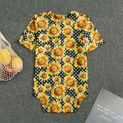 Watercolor Polka Dot Sunflower Print Men's Bodysuit