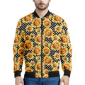 Watercolor Polka Dot Sunflower Print Men's Bomber Jacket