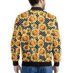Watercolor Polka Dot Sunflower Print Men's Bomber Jacket
