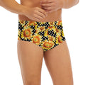 Watercolor Polka Dot Sunflower Print Men's Briefs