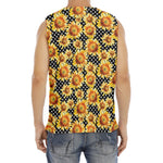 Watercolor Polka Dot Sunflower Print Men's Fitness Tank Top