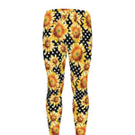 Watercolor Polka Dot Sunflower Print Men's leggings