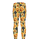 Watercolor Polka Dot Sunflower Print Men's leggings