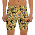 Watercolor Polka Dot Sunflower Print Men's Long Boxer Briefs