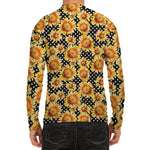 Watercolor Polka Dot Sunflower Print Men's Long Sleeve Rash Guard