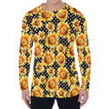 Watercolor Polka Dot Sunflower Print Men's Long Sleeve T-Shirt