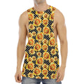 Watercolor Polka Dot Sunflower Print Men's Muscle Tank Top