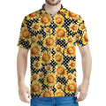 Watercolor Polka Dot Sunflower Print Men's Polo Shirt
