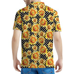 Watercolor Polka Dot Sunflower Print Men's Polo Shirt