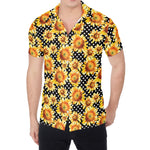 Watercolor Polka Dot Sunflower Print Men's Shirt