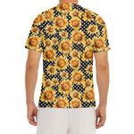 Watercolor Polka Dot Sunflower Print Men's Short Sleeve Rash Guard