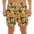 Watercolor Polka Dot Sunflower Print Men's Split Running Shorts