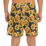 Watercolor Polka Dot Sunflower Print Men's Split Running Shorts
