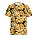 Watercolor Polka Dot Sunflower Print Men's Sports T-Shirt