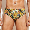 Watercolor Polka Dot Sunflower Print Men's Swim Briefs