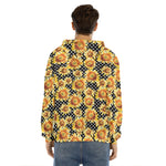 Watercolor Polka Dot Sunflower Print Men's Velvet Pullover Hoodie