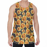 Watercolor Polka Dot Sunflower Print Men's Velvet Tank Top