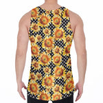 Watercolor Polka Dot Sunflower Print Men's Velvet Tank Top