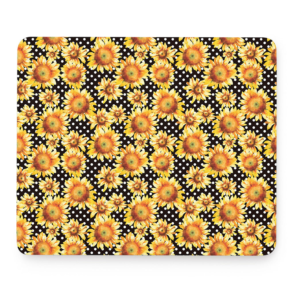 Watercolor Polka Dot Sunflower Print Mouse Pad