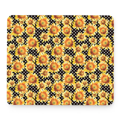 Watercolor Polka Dot Sunflower Print Mouse Pad