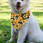 Watercolor Polka Dot Sunflower Print Over The Collar Dog Bandana
