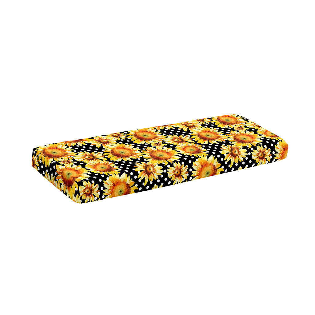 Watercolor Polka Dot Sunflower Print Piano Keyboard Cover