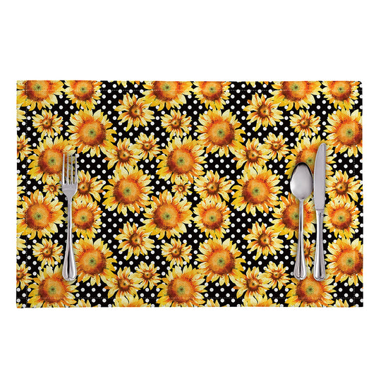 Watercolor Polka Dot Sunflower Print Placemat