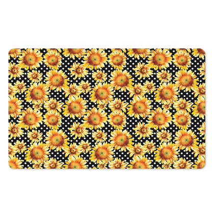Watercolor Polka Dot Sunflower Print Polyester Doormat