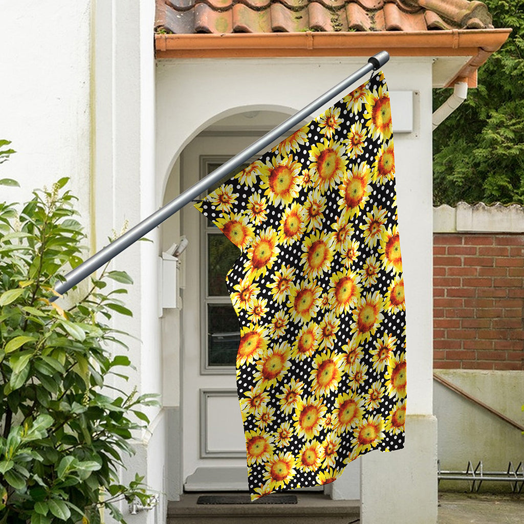 Watercolor Polka Dot Sunflower Print Polyester Flag