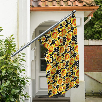 Watercolor Polka Dot Sunflower Print Polyester Flag