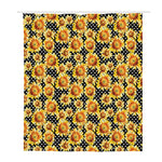 Watercolor Polka Dot Sunflower Print Polyester Shower Curtain