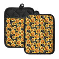 Watercolor Polka Dot Sunflower Print Pot Holders With Pocket