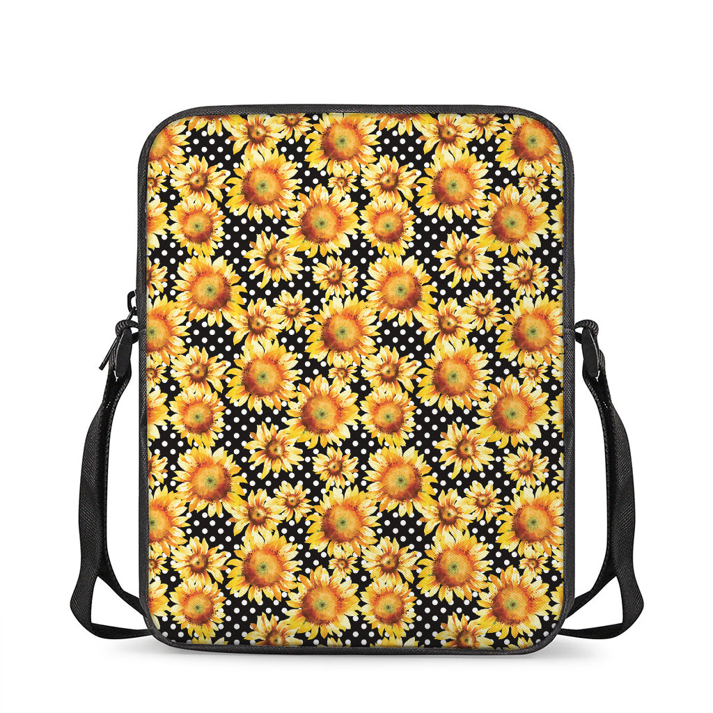 Watercolor Polka Dot Sunflower Print Rectangular Crossbody Bag