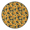 Watercolor Polka Dot Sunflower Print Round Floor Mat