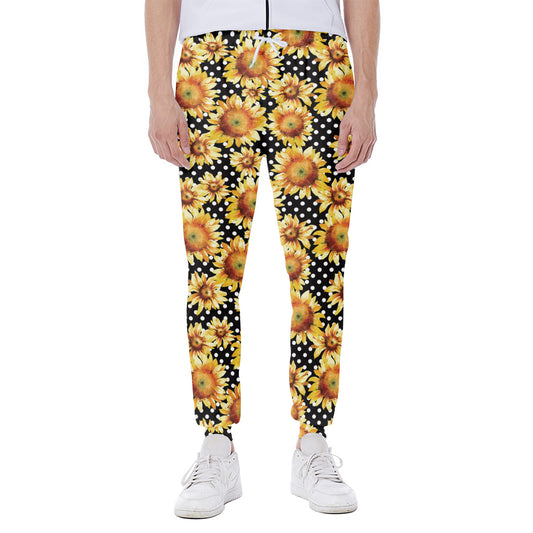 Watercolor Polka Dot Sunflower Print Scuba Joggers