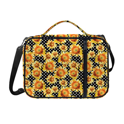 Watercolor Polka Dot Sunflower Print Shoulder Strap Bible Bag
