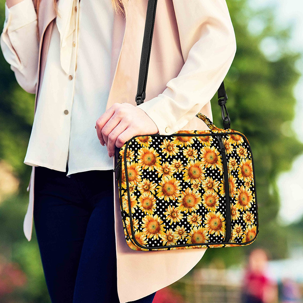 Watercolor Polka Dot Sunflower Print Shoulder Strap Bible Bag