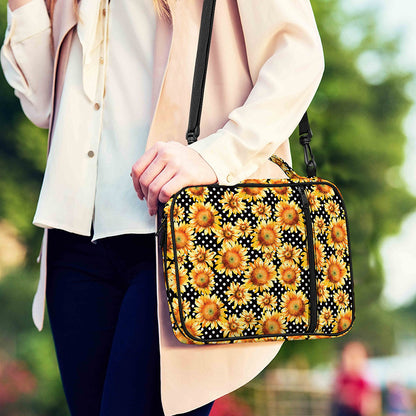 Watercolor Polka Dot Sunflower Print Shoulder Strap Bible Bag