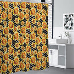 Watercolor Polka Dot Sunflower Print Shower Curtain