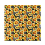 Watercolor Polka Dot Sunflower Print Silk Bandana