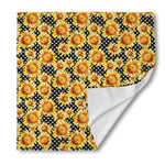 Watercolor Polka Dot Sunflower Print Silk Bandana