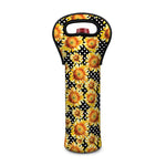 Watercolor Polka Dot Sunflower Print Single Neoprene Wine Tote