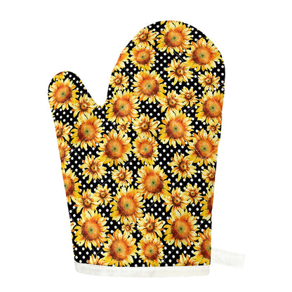 Watercolor Polka Dot Sunflower Print Single Oven Mitt