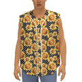 Watercolor Polka Dot Sunflower Print Sleeveless Baseball Jersey