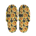 Watercolor Polka Dot Sunflower Print Slippers