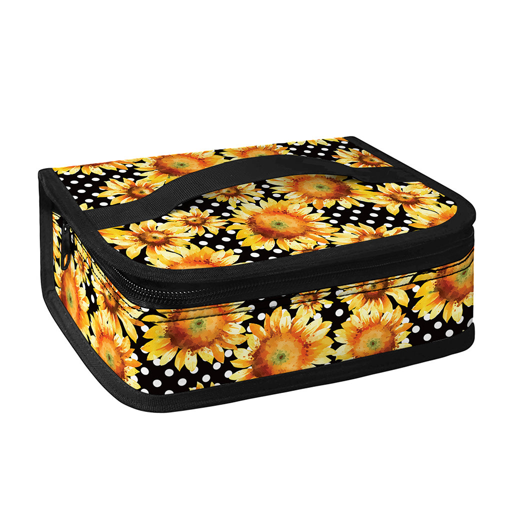 Watercolor Polka Dot Sunflower Print Small Lunch Bag