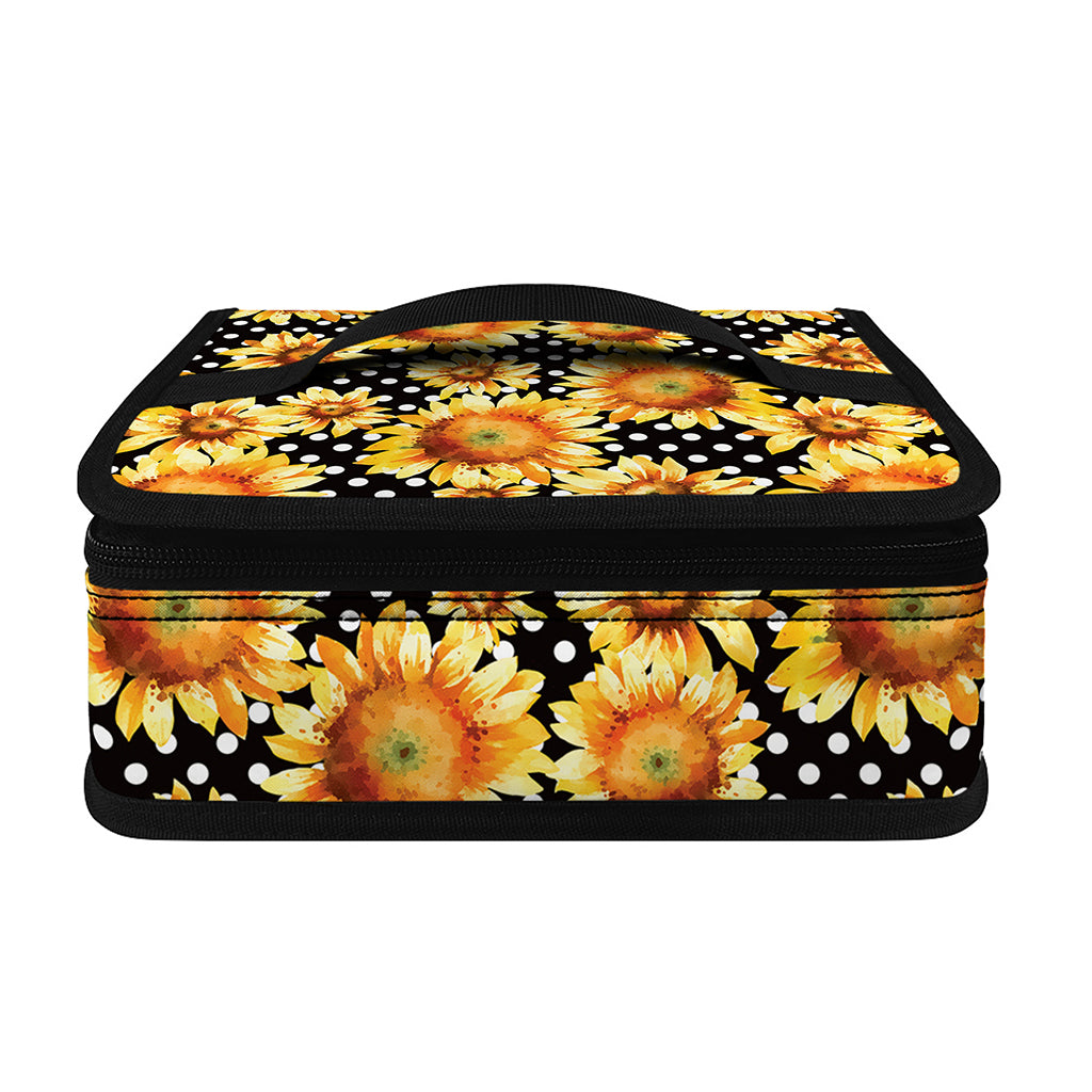 Watercolor Polka Dot Sunflower Print Small Lunch Bag