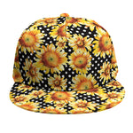 Watercolor Polka Dot Sunflower Print Snapback Cap