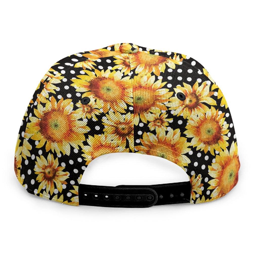 Watercolor Polka Dot Sunflower Print Snapback Cap