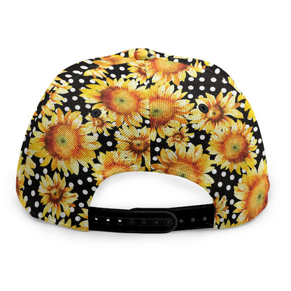Watercolor Polka Dot Sunflower Print Snapback Cap